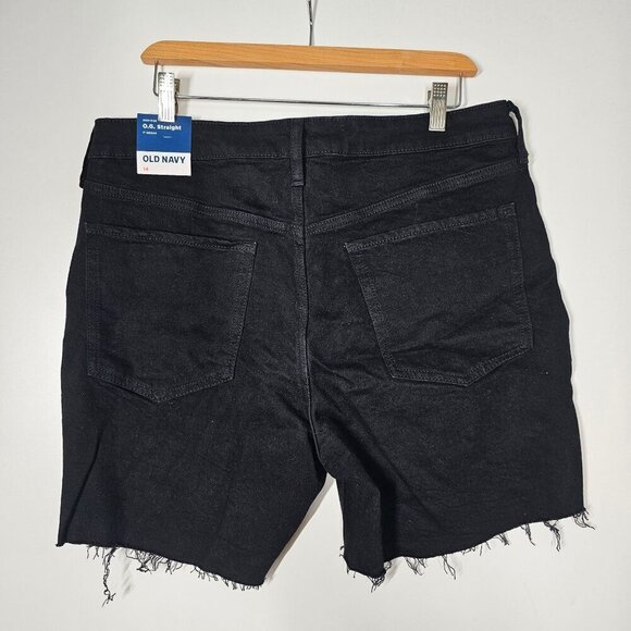 Old Navy High-Rise O.G. Straight 7 "In Denim Shorts Cut Off Black Womens 14 NWT - Picture 2 of 10